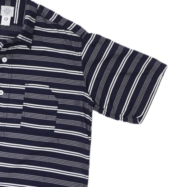 画像5: 【PointUp10%11/10迄】Post O'Alls(ポストオーバーオールズ)No,1 Shirt S/S(No,1シャツ S/S)"Holizontal Stripe" / Navy(ネイビー) (5)