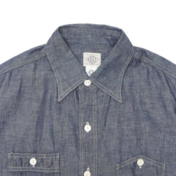 画像3: 【PointUp10%11/10迄】Post O'Alls(ポストオーバーオールズ)No,6 Shirt S/S(No,6 シャツ S/S)"Classic Chambray" / Indigo(インディゴ) (3)