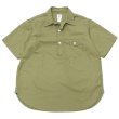 画像1: Post O'Alls（ポストオーバーオールズ）NAVY CUT SS（ネイビーカットSS）Seersucker / Olive（オリーブ） (1)