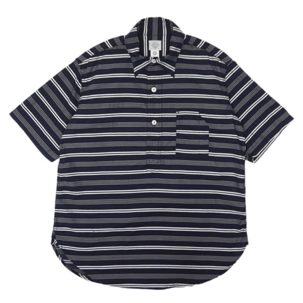 画像1: Post O'Alls（ポストオーバーオールズ）No,1 Shirt S/S（No,1シャツ S/S）"Holizontal Stripe" / Navy（ネイビー） (1)
