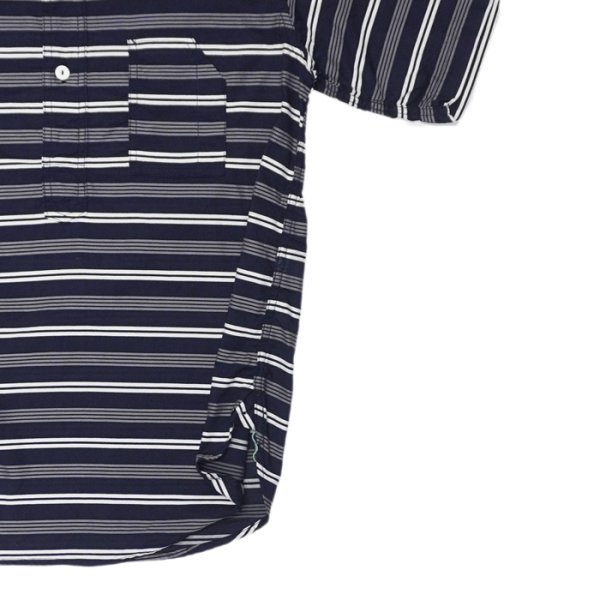 画像6: 【PointUp10%11/10迄】Post O'Alls(ポストオーバーオールズ)No,1 Shirt S/S(No,1シャツ S/S)"Holizontal Stripe" / Navy(ネイビー) (6)
