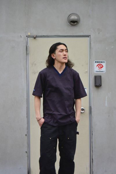 画像7: BARBARIAN(バーバリアン)Light Weight V-Neck Shirt S/S(ライトウェイト VネックシャツS/S) ”Tiger Stripes" / Brown×Navy(ブラウン×ネイビー) (7)
