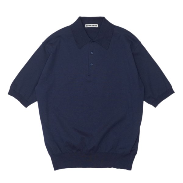 画像1: KAPTAIN SUNSHINE（キャプテンサンシャイン）Cotton Knit Polo Shirt（コットンニットポロシャツ）/ Navy（ネイビー） (1)