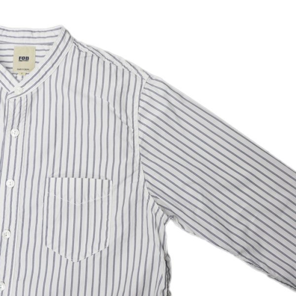 画像4: F.O.B FACTORY(エフオービーファクトリー)BAND COLLAR SHIRT(バンドカラーシャツ)"STRIPE" / White(ホワイト) (4)