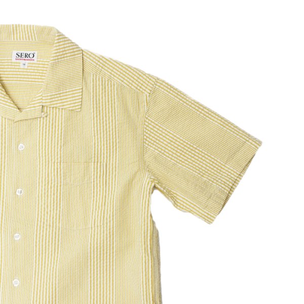 画像4: 『OUTLET』SERO(セロ)Short Sleeve Open Collar Shirt(ショートスリーブオープンカラーシャツ)"Seersucker" / Yellow(イエロー) (4)