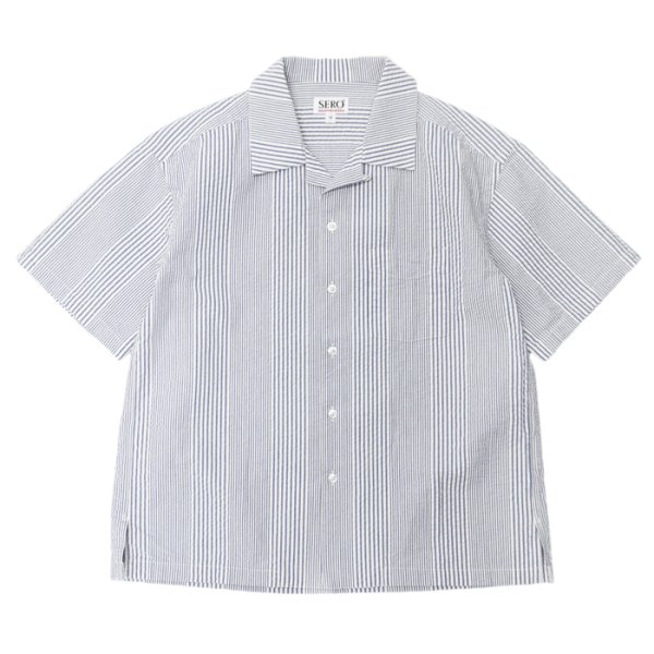 画像1: SERO（セロ）Short Sleeve Open Collar Shirt（ショートスリーブオープンカラーシャツ）"Seersucker" / Blue（ブルー） (1)