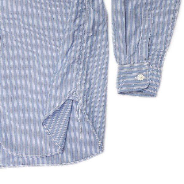 画像5: F.O.B FACTORY（エフオービーファクトリー）BAND COLLAR SHIRT（バンドカラーシャツ）"STRIPE" / Blue（ブルー） (5)