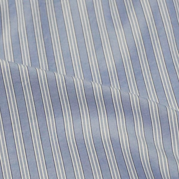 画像6: F.O.B FACTORY（エフオービーファクトリー）BAND COLLAR SHIRT（バンドカラーシャツ）"STRIPE" / Blue（ブルー） (6)