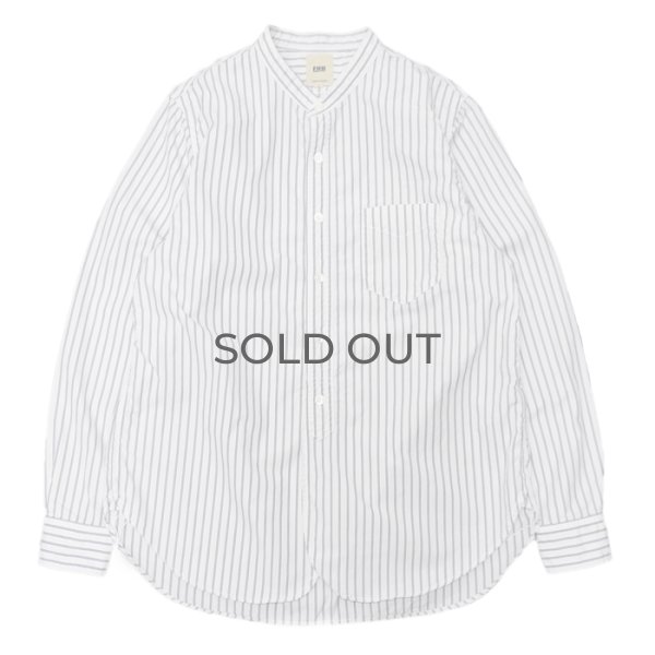 画像1: F.O.B FACTORY（エフオービーファクトリー）BAND COLLAR SHIRT（バンドカラーシャツ）"STRIPE" / White（ホワイト） (1)