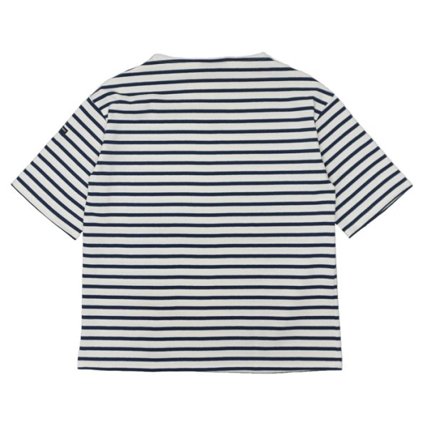 画像2: SAINT JAMES(セントジェームス)TEE LOOSE(五分袖ドロップショルダー)"BORDER" / ECUME×ENCRE(ナチュラル×ネイビー) (2)
