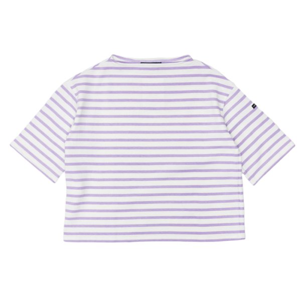 画像1: SAINT JAMES（セントジェームス）TEE LOOSE（五分袖ドロップショルダー）"Women” / NEIGE×LAILAS（ホワイト×ライラック） (1)