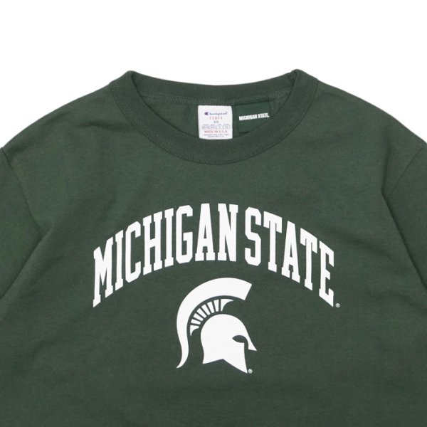 画像6: Champion(チャンピオン)"New" T1011 US Print T-Shirt(ティーテンイレブンUSプリントTシャツ)"MICHIGAN STATE・Made in USA" / White(ホワイト)・Moss Green(モスグリーン) (6)
