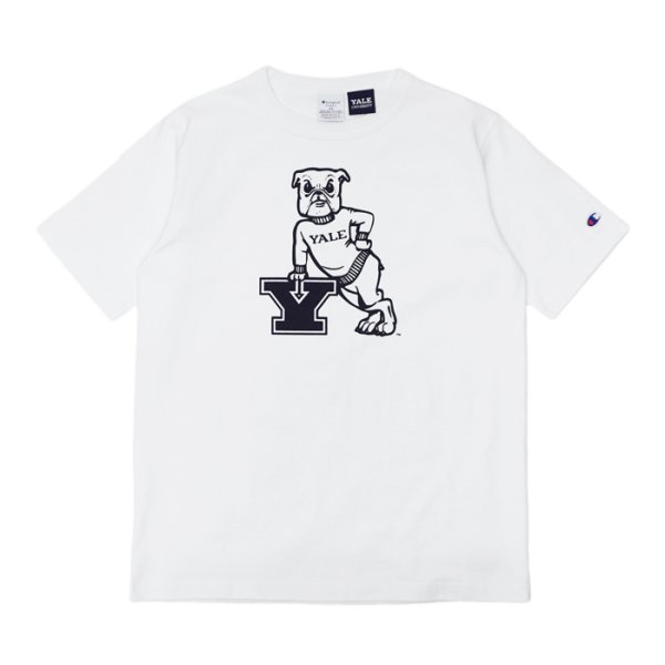 画像2: Champion(チャンピオン)"New" T1011 US Print T-Shirt(ティーテンイレブンUSプリントTシャツ)"YALE・Made in USA"/ White(ホワイト)・Navy(ネイビー) (2)