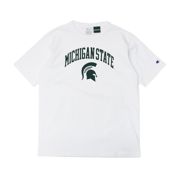 画像2: Champion(チャンピオン)"New" T1011 US Print T-Shirt(ティーテンイレブンUSプリントTシャツ)"MICHIGAN STATE・Made in USA" / White(ホワイト)・Moss Green(モスグリーン) (2)