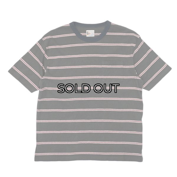 画像1: felco（フェルコ） S/S Crew Pocket Tee（S/SクルーポケットTシャツ）”CRESER STRIPE" / Deep Black-White×Burgundy Stripe（ダークブラック-ホワイト×バーガンディストライプ） (1)