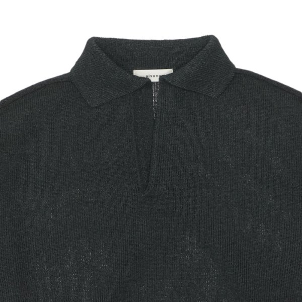 画像3: alvana（アルヴァナ）WASHI SKIPPER L/S KNIT（和紙スキッパーL/Sニット）/ Black（ブラック） (3)