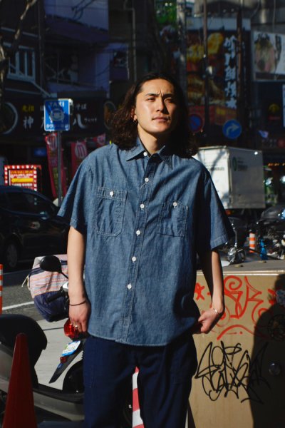 画像7: 【PointUp10%11/10迄】Post O'Alls(ポストオーバーオールズ)No,6 Shirt S/S(No,6 シャツ S/S)"Classic Chambray" / Indigo(インディゴ) (7)