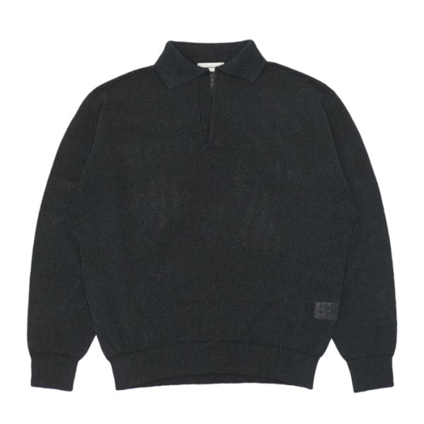 画像1: alvana（アルヴァナ）WASHI SKIPPER L/S KNIT（和紙スキッパーL/Sニット）/ Black（ブラック） (1)