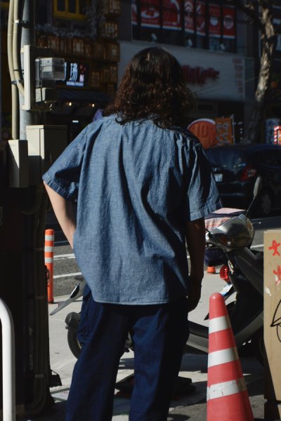 画像8: 【PointUp10%11/10迄】Post O'Alls(ポストオーバーオールズ)No,6 Shirt S/S(No,6 シャツ S/S)"Classic Chambray" / Indigo(インディゴ) (8)