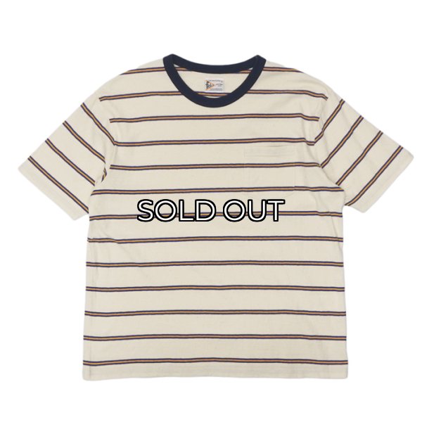 画像1: felco（フェルコ） S/S Crew Pocket Tee（S/SクルーポケットTシャツ）”CRESER STRIPE" / Natural-Blue×Mastard Stripe（ナチュラル-ブルー×マスタードストライプ） (1)