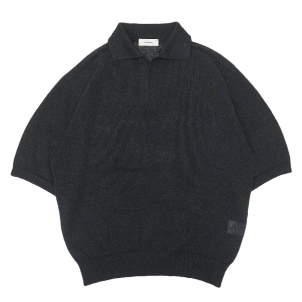 画像1: alvana（アルヴァナ）WASHI SKIPPER S/S KNIT（和紙スキッパーS/Sニット）/ Black（ブラック） (1)
