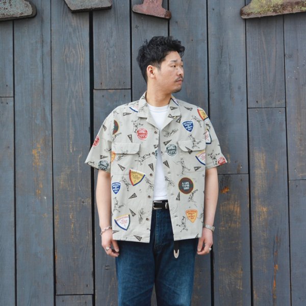 画像7: Nigel Cabourn(ナイジェル・ケーボン)OPEN COLLAR SHIRT(オープンカラーシャツ)"BB&CRIC" / Grey(グレー)※サイズ48のみ (7)