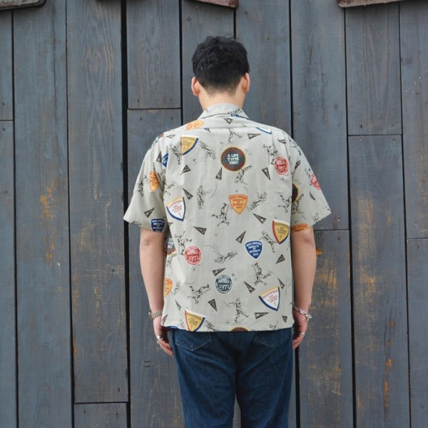 画像9: Nigel Cabourn(ナイジェル・ケーボン)OPEN COLLAR SHIRT(オープンカラーシャツ)"BB&CRIC" / Grey(グレー)※サイズ48のみ (9)