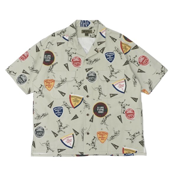 画像1: Nigel Cabourn（ナイジェル・ケーボン）OPEN COLLAR SHIRT（オープンカラーシャツ）"BB&CRIC" / Grey（グレー） (1)