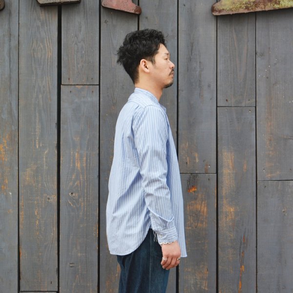 画像8: F.O.B FACTORY(エフオービーファクトリー)BAND COLLAR SHIRT(バンドカラーシャツ)"STRIPE" / White(ホワイト) (8)