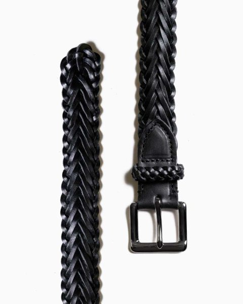 画像1: BEORMA（ベオーマ）34mm HERRINGBONE PLAITED BELT（34mmメッシュベルト）/ Black（ブラック） (1)