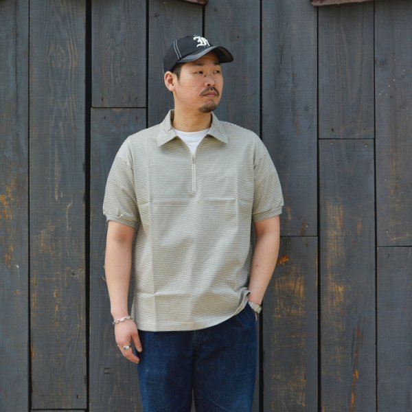 画像7: *A VONTADE(アボンタージ)Compact Border Half Zip Polo SS(コンパクトボーダーハーフジップポロ)/ Ecru×Marine(エクリュ×マリン) (7)