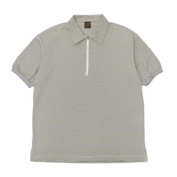 画像1: *A VONTADE（アボンタージ）Compact Border Half Zip Polo SS（コンパクトボーダーハーフジップポロ）/ Ecru×Marine（エクリュ×マリン） (1)