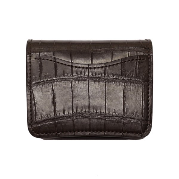 画像2: WILD SWANS(ワイルドスワンズ)CASA(カーサ)コンパクトウォレット/チョコ"クロコダイル"×ダークブラウン"イングリッシュブライドル" (2)