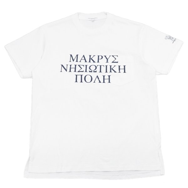 画像1: ENGINEERED GARMENTS（エンジニアードガーメンツ）Printed Cross Crew Neck T-Shirt（プリンテッドクロスクルーネックTシャツ）"LIC" / White（ホワイト） (1)