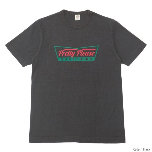 画像1: BARNS OUTFITTERS (バーンズアウトフィッターズ) "STANDARD" TSURI-AMI Crew Print T-Shirt (吊り編みクループリントTシャツ)"Pretty Pleace" / Black (ブラック) (1)