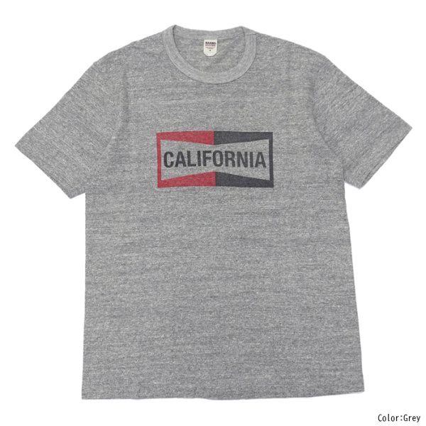 画像1: BARNS OUTFITTERS (バーンズアウトフィッターズ) "STANDARD" TSURI-AMI Crew Print T-Shirt (吊り編みクループリントTシャツ)"CALIFORNIA" / Grey (グレー) (1)