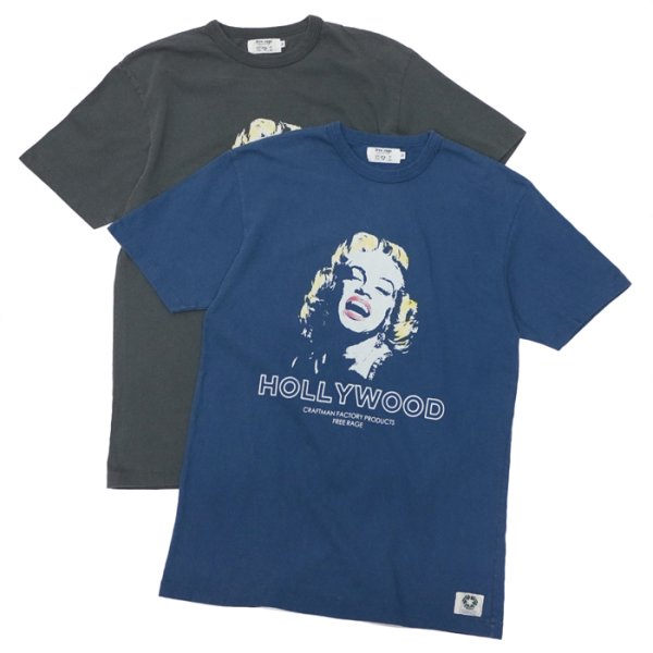 画像1: free rage（フリーレイジ）リサイクルコットンプリントTee / Sumi（スミクロ）・Navy（ネイビー） (1)