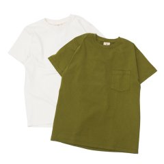 Goodwear（グッドウェア）Short Sleeve Crew Neck Pocket Tee（ショートスリーブクルーネックポケット付Tシャツ）/ Natural（ナチュラル）・Moss Green（モスグリーン）