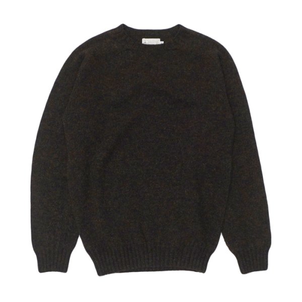 画像1: INVERALLAN（インバーアラン）Crew Neck Saddle Shoulder Sweater（クルーネックサドルショルダーセーター）"Supersoft Shetland" / Carbo（カーボ：ブラウン系） (1)