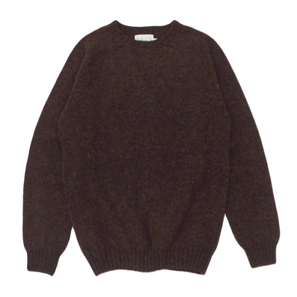 画像1: INVERALLAN（インバーアラン）Crew Neck Saddle Shoulder Sweater（クルーネックサドルショルダーセーター）"Supersoft Shetland" / Marron（マロン） (1)