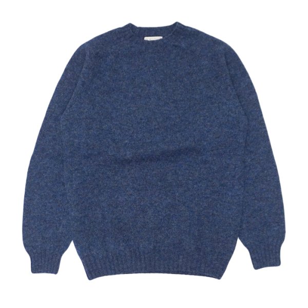 画像1: INVERALLAN(インバーアラン)Crew Neck Saddle Shoulder Sweater(クルーネックサドルショルダーセーター)”Supersoft Shetland" / Denim(デニム) (1)