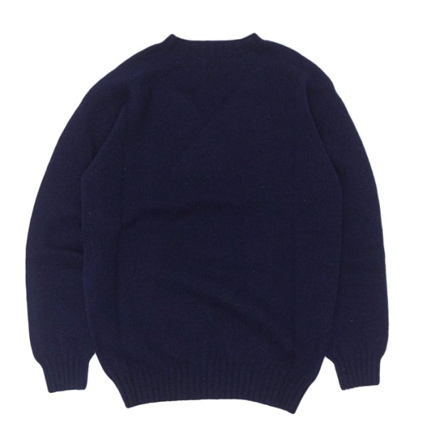 画像2: INVERALLAN（インバーアラン）Crew Neck Saddle Shoulder Sweater（クルーネックサドルショルダーセーター）"Supersoft Shetland" / New Navy（ニューネイビー） (2)