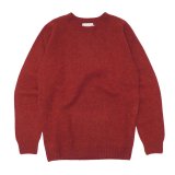 INVERALLAN（インバーアラン）Crew Neck Saddle Shoulder Sweater（クルーネックサドルショルダーセーター）"Supersoft Shetland" / Blaze（ダークレッド）