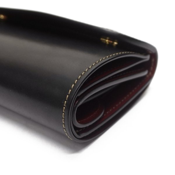 画像3: WILD SWANS(ワイルドスワンズ)BYRNE(バーン)3つ折りウォレット/ブラック"シェルコードバン"×バーガンディ"型押しサドルプルアップ" (3)