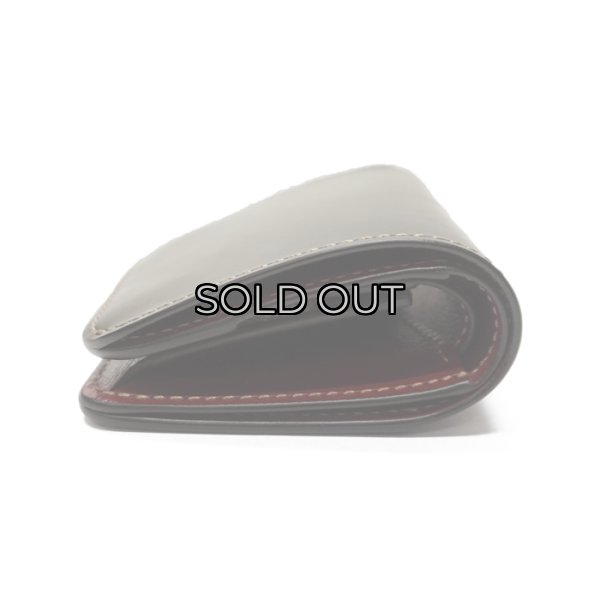 画像4: WILD SWANS（ワイルドスワンズ）CASA（カーサ）コンパクトウォレット/ブラック"シェルコードバン"×バーガンディ"型押しサドルプルアップ" (4)