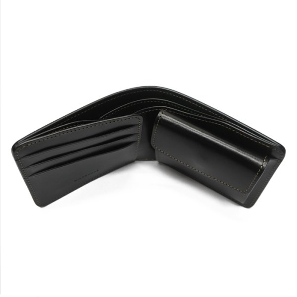 画像3: WILD SWANS（ワイルドスワンズ）GROUNDER（グラウンダー）2つ折りウォレット/グリーン"シェルコードバン"×ブラック"サドルプルアップ" (3)