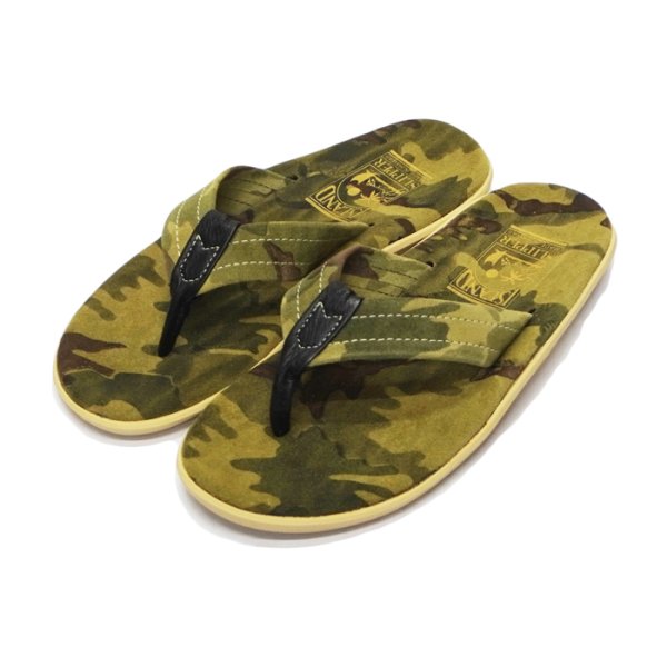 画像1: ＜40%OFF＞ISLAND SLIPPER（アイランドスリッパ）PT203（レザートングサンダル）/ Olive Camouflage Suede（オリーブカモフラージュスエード） (1)