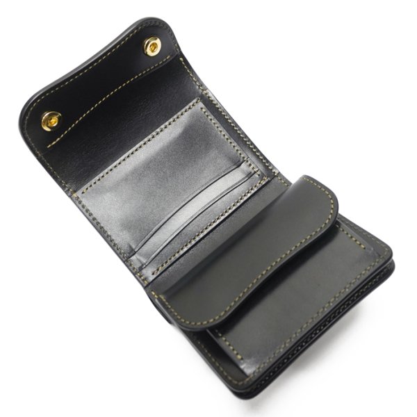 画像7: WILD SWANS(ワイルドスワンズ)ENO(イーノ)ミニ3つ折りウォレット/グリーン"シェルコードバン"×ブラック"サドルプルアップ" (7)