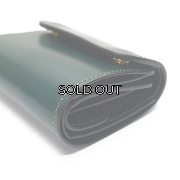 画像3: WILD SWANS（ワイルドスワンズ）ENO（イーノ）ミニ3つ折りウォレット/グリーン"シェルコードバン"×ブラック"サドルプルアップ" (3)