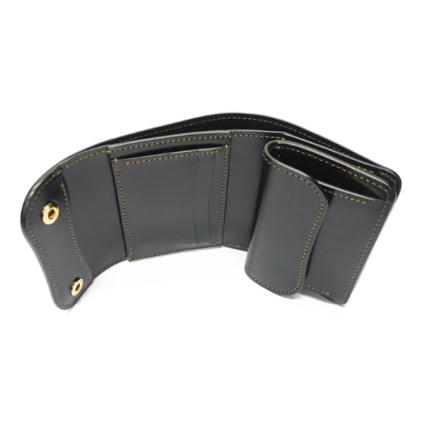 画像5: WILD SWANS(ワイルドスワンズ)ENO(イーノ)ミニ3つ折りウォレット/グリーン"シェルコードバン"×ブラック"サドルプルアップ" (5)